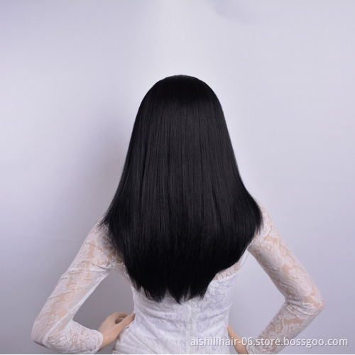 AISHILI hair wholesale silk straight wigs synthetic black long hair wig and nature wave for women